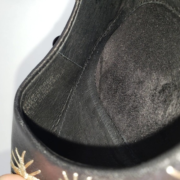 Alex + Alex Starburst Embroidered Pumps 9 Black Gold Star Heels - Picture 11 of 12